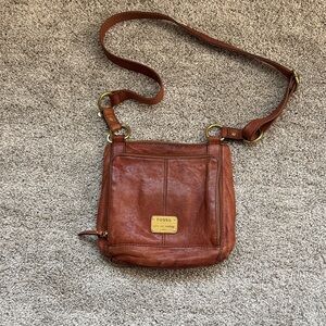 Fossil Tan Leather Shoulder Bag